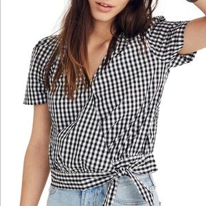 Madewell gingham wrap top